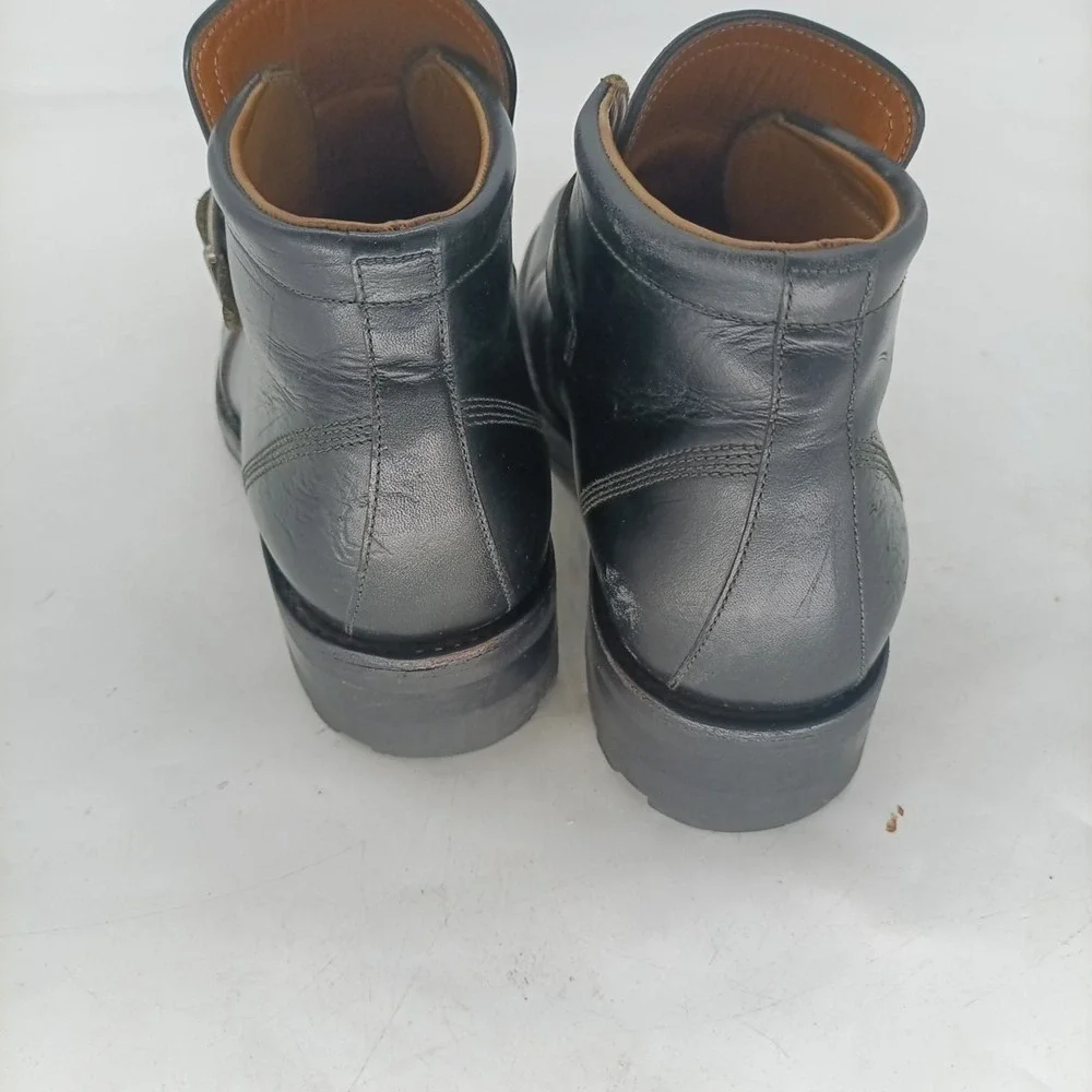 John Varvatos Men's Black Leather  Ankle Boots Size 8 Buckle. s2